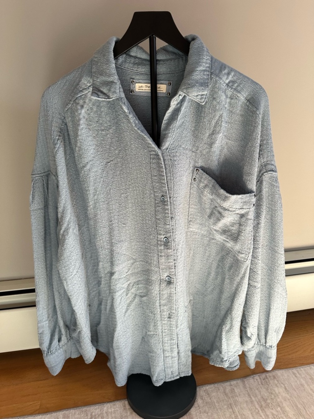 We The Free faded blue textured button down size medium